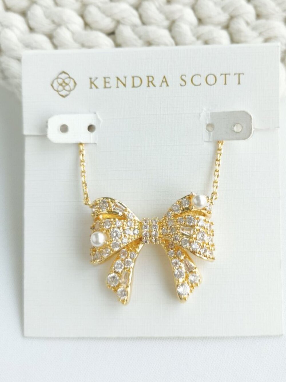 Kendra Scott Krista Gold White Mix Bow Necklace